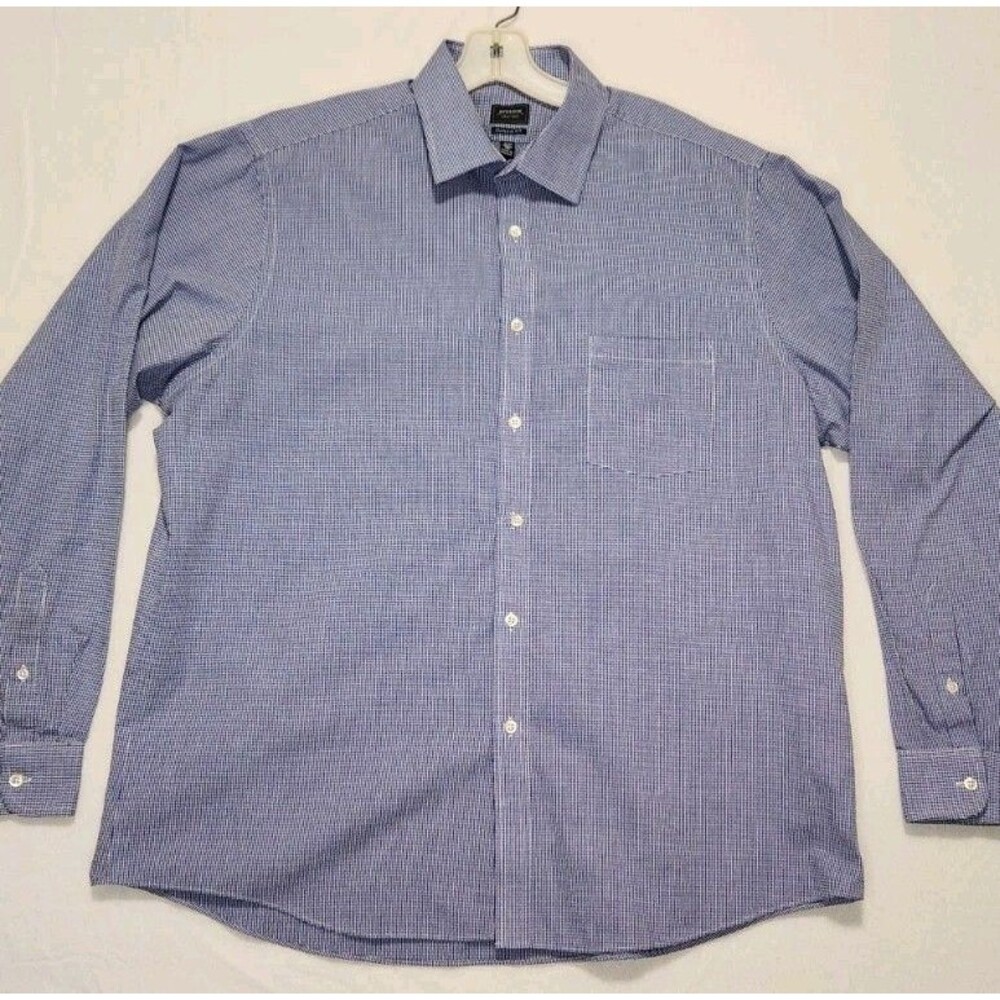Arrow Men’s Long Sleeve Dress Shirt Size 17/36 XL Blue Wrinkle Free Classic